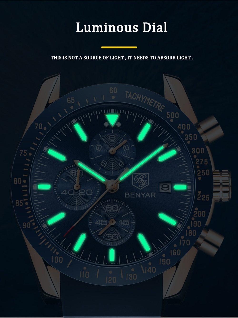 2021 Blue Men Watch Luxury Design Watches Silicone Band Male Wrist Watches Men's Chronograph Round Watch