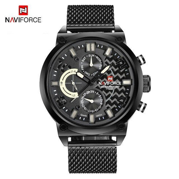 Men's Multifunction Analog Quartz Watches Waterproof Wrist Watch With Stainless Steel Mesh Band Excellent Design Perfect Gift