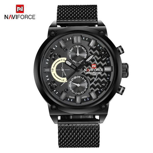 Men's Multifunction Analog Quartz Watches Waterproof Wrist Watch With Stainless Steel Mesh Band Excellent Design Perfect Gift