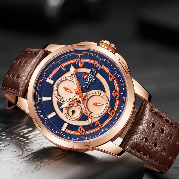 Sport Watches For Man Waterproof Watch Analog Quartz Leather Band Date Calendar  Unique Wristwatch  Perfect Gift