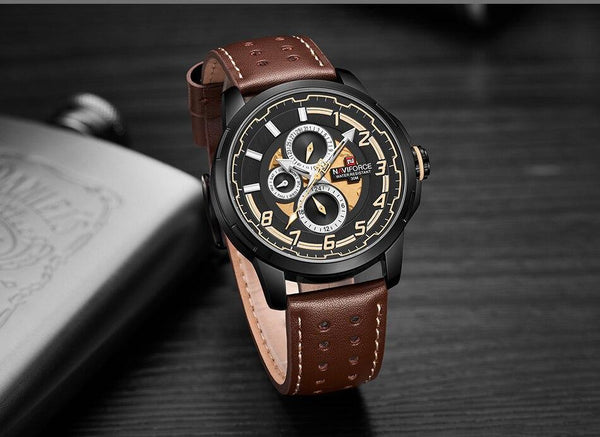 Sport Watches For Man Waterproof Watch Analog Quartz Leather Band Date Calendar  Unique Wristwatch  Perfect Gift
