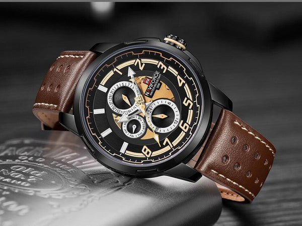 Sport Watches For Man Waterproof Watch Analog Quartz Leather Band Date Calendar  Unique Wristwatch  Perfect Gift