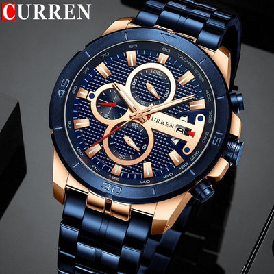 Men's Waterproof  Watch With Chronometers Day View And Fluorescent Hands Unique  Luxury Design  Perfect Gift