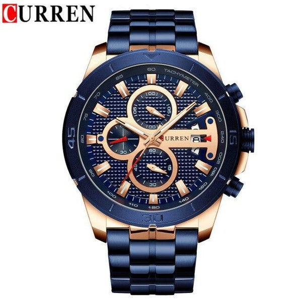 Men's Waterproof  Watch With Chronometers Day View And Fluorescent Hands Unique  Luxury Design  Perfect Gift