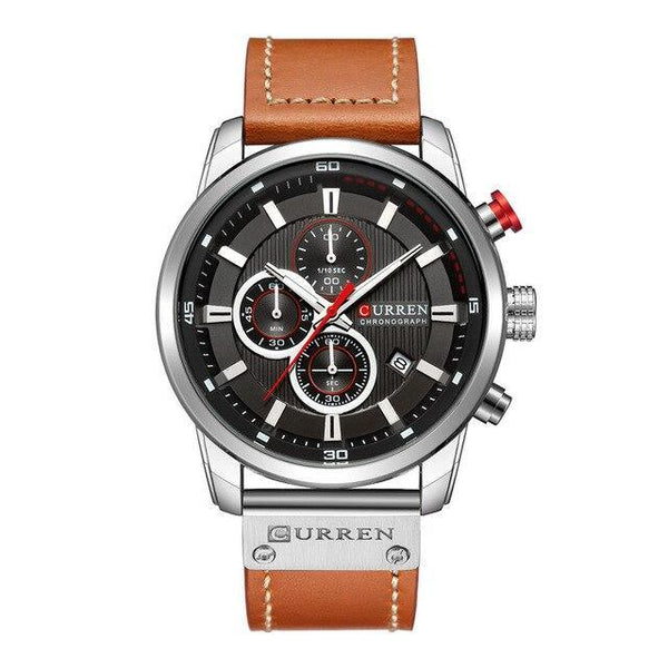 Men's Waterproof Elegant Sport Watch With Chronometers Day View, Leather  Belts And Hardlex Scratch Resistant Glass Perfect Gift For Him