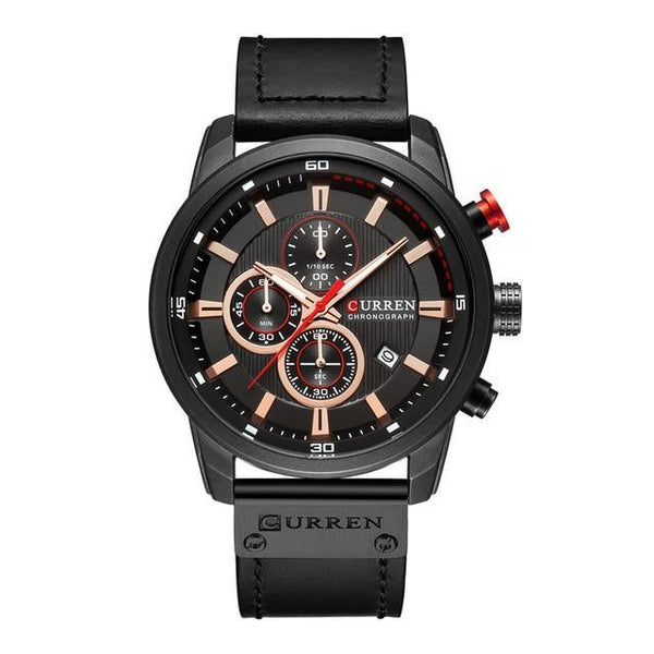 Men's Waterproof Elegant Sport Watch With Chronometers Day View, Leather  Belts And Hardlex Scratch Resistant Glass Perfect Gift For Him