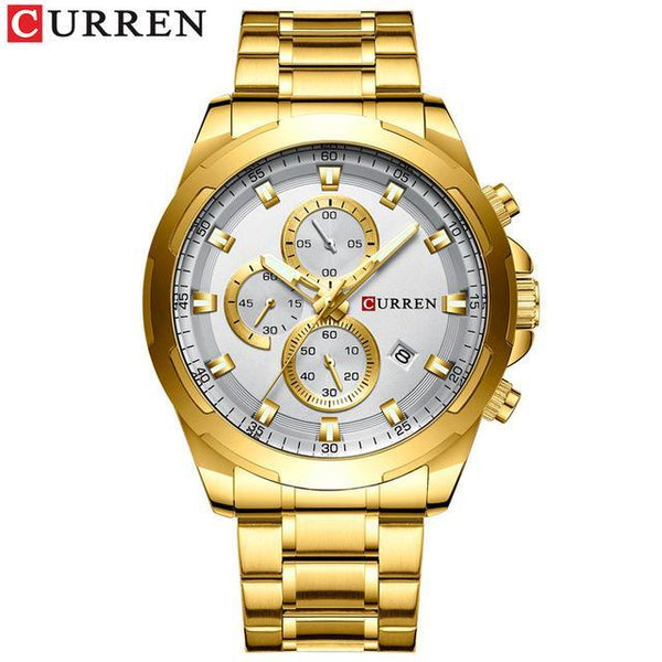 Men's  Water Resistant Watch With Chronometers Day View Unique Design Perfect Gift