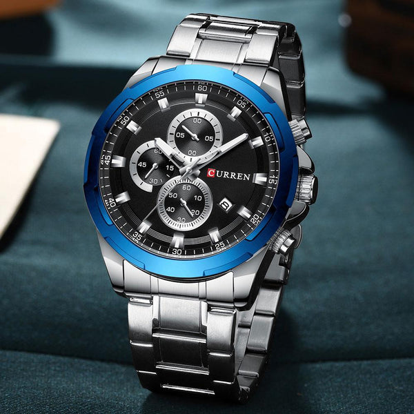 Men's  Water Resistant Watch With Chronometers Day View Unique Design Perfect Gift