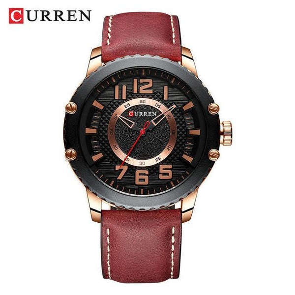 Men's Waterproof  Sport Watch With Leather  Belts  And Large Numbers Details Unique Design Perfect Gift