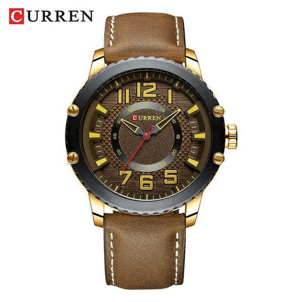 Men's Waterproof  Sport Watch With Leather  Belts  And Large Numbers Details Unique Design Perfect Gift