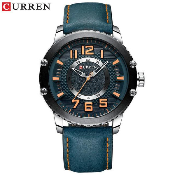 Men's Waterproof  Sport Watch With Leather  Belts  And Large Numbers Details Unique Design Perfect Gift