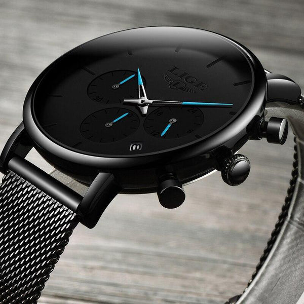 Men's Elegant Waterproof  Watch With Chronometers And Color Hands Unique Design Excellent Look