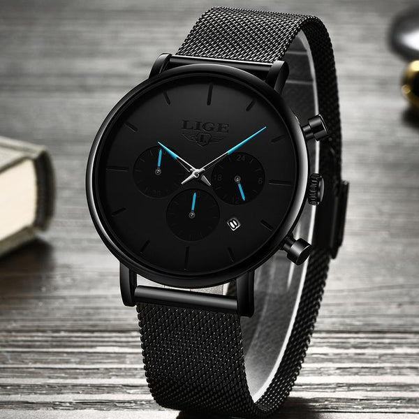 Men's Elegant Waterproof  Watch With Chronometers And Color Hands Unique Design Excellent Look