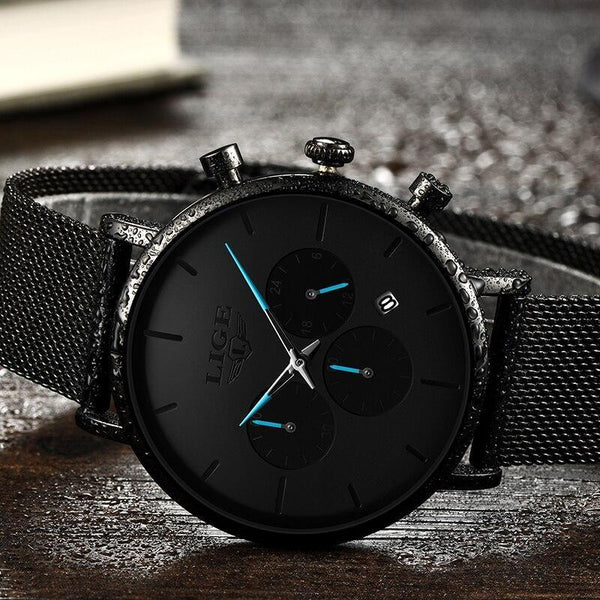 Men's Elegant Waterproof  Watch With Chronometers And Color Hands Unique Design Excellent Look