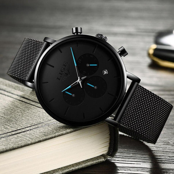 Men's Elegant Waterproof  Watch With Chronometers And Color Hands Unique Design Excellent Look