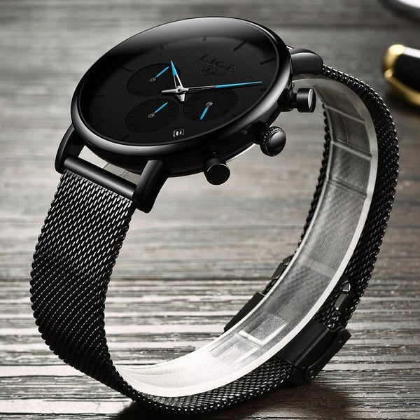 Men's Elegant Waterproof  Watch With Chronometers And Color Hands Unique Design Excellent Look