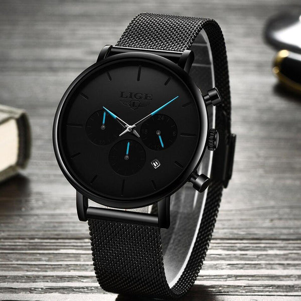 Men's Elegant Waterproof  Watch With Chronometers And Color Hands Unique Design Excellent Look