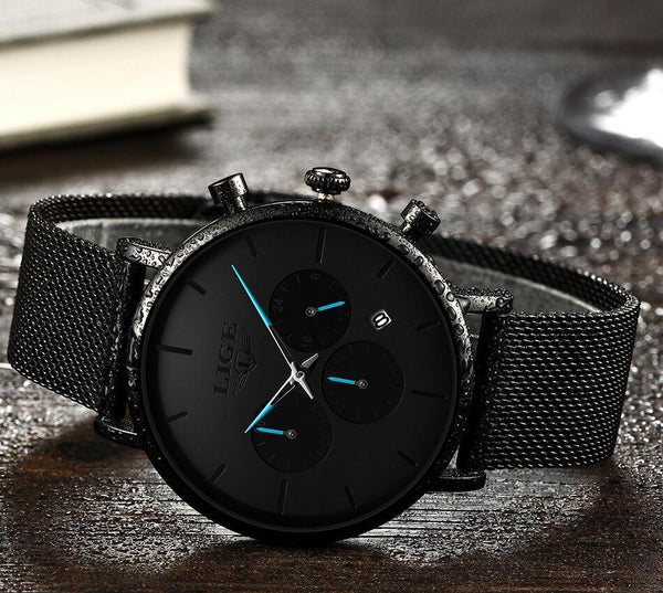 Men's Elegant Waterproof  Watch With Chronometers And Color Hands Unique Design Excellent Look