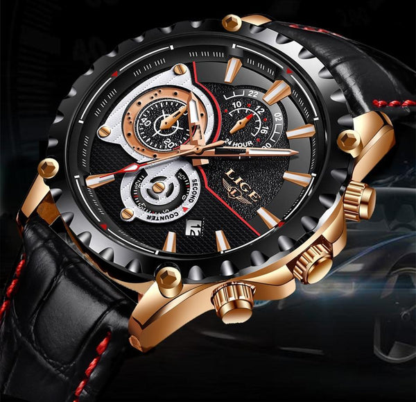 Business Elegant Men's  Watch With Chronometers Day View  Fluorescent Hands Excellent Look Unique Design Perfect Gift For Your Man