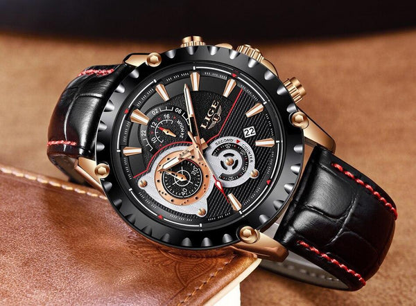 Business Elegant Men's  Watch With Chronometers Day View  Fluorescent Hands Excellent Look Unique Design Perfect Gift For Your Man