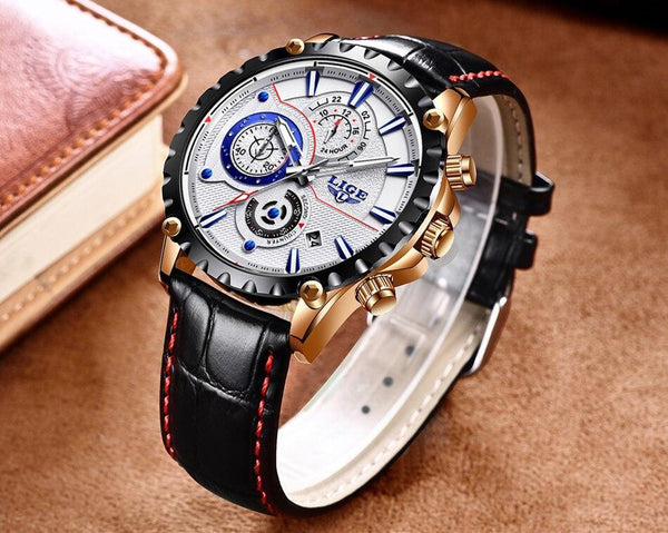 Business Elegant Men's  Watch With Chronometers Day View  Fluorescent Hands Excellent Look Unique Design Perfect Gift For Your Man