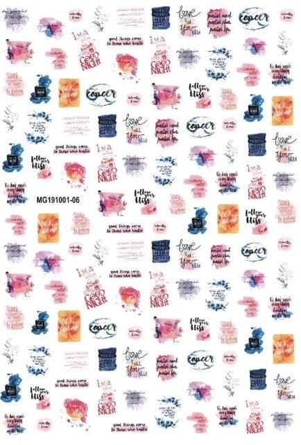 New Super Thin Self-Adhesive  Letter 3d Nail Decal Stickers Manicure Nail Art Decoration Accessories Holographic Old English Character Nail Self-Adhesive Sticker English Font Design Manicure Design Water Sliders Decorations Accessories