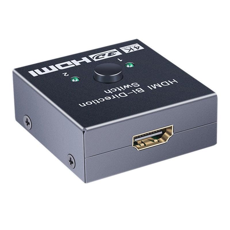 4K HDMI Switch Splitter 2 Ports Bi-Directional HDMI Switch 2 Port Display Selector Switcher Splitter Supports Ultra HD 4K 1080P 3D HDR For HDTV Gaming