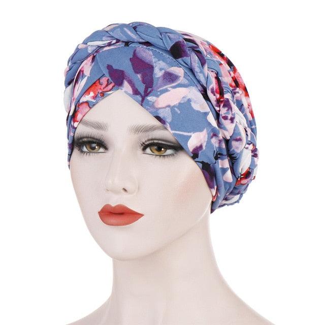 Fashion Soft Cotton Print Braid Turban Lightweight Muslim Turbans Head For Women Women's Hijabs Caps Hat Lightweight Inner Hijab Caps Elegant Arab Wrap Head Scarves Turban Scarf For Women