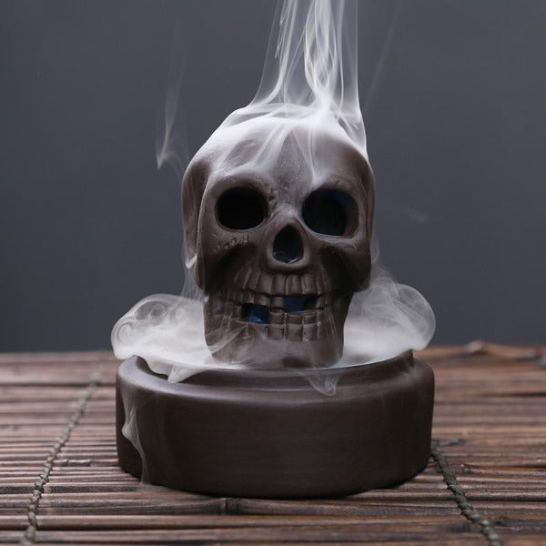 Immortal Skull Backflow Glass Incense Burner With LED