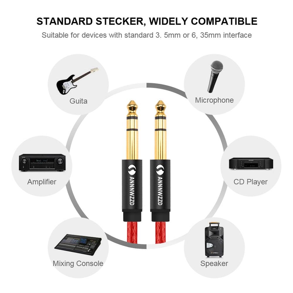 Balanced Signal 6.35mm 1/4 Inch Stereo Cable Jack For Guitar Amplifier Keyboard Professional Instrument Speaker
