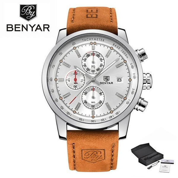 Stylish Wrist Watch For Men Genuine Leather Strap Watch Perfect Quartz Movement And Scratch Resistant Analog Chronograph Business Watches