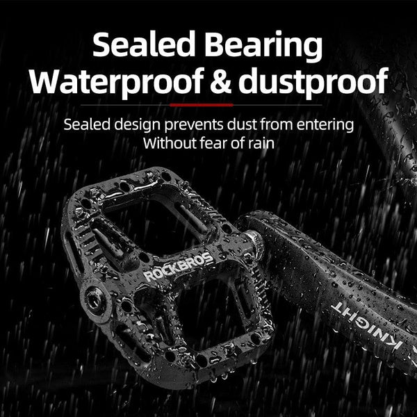 Ultralight Seal Bearings Bicycle Bike Pedals Cycling Nylon Road Pedals Flat Platform Bicycle Parts Accessories Pedals Mountain Bike Pedals Lightweight Nylon Fiber Bicycle Platform Pedals For Mountain Bike