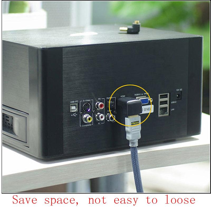HDMI Compatible 90 Degree Right Angle Adapter HDMI 270 Degree HDMI Gold Plated HDMI 2.0 Male To Female Adapter Connector HDMI Cable Extender 3D 4K Supported