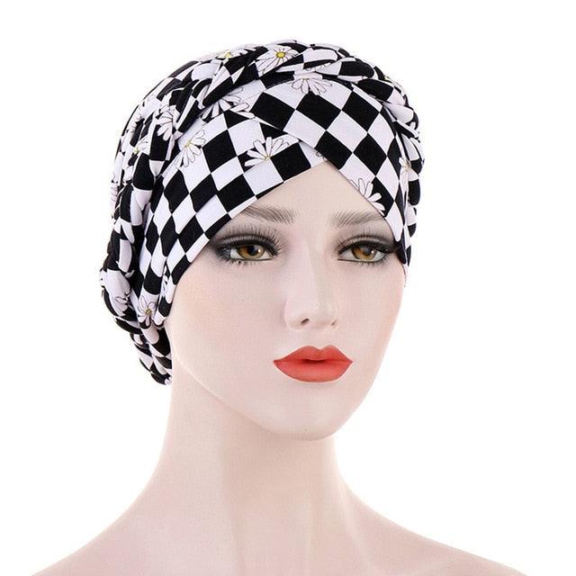 Fashion Soft Cotton Print Braid Turban Lightweight Muslim Turbans Head For Women Women's Hijabs Caps Hat Lightweight Inner Hijab Caps Elegant Arab Wrap Head Scarves Turban Scarf For Women