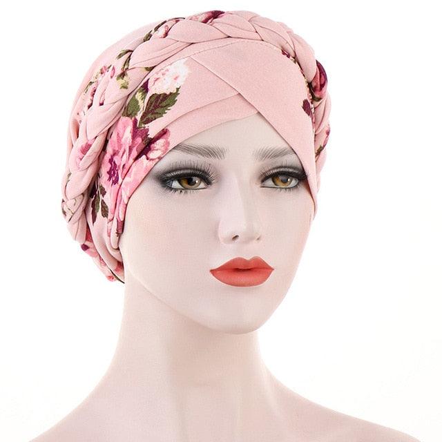 Fashion Soft Cotton Print Braid Turban Lightweight Muslim Turbans Head For Women Women's Hijabs Caps Hat Lightweight Inner Hijab Caps Elegant Arab Wrap Head Scarves Turban Scarf For Women
