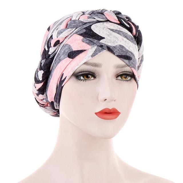 Fashion Soft Cotton Print Braid Turban Lightweight Muslim Turbans Head For Women Women's Hijabs Caps Hat Lightweight Inner Hijab Caps Elegant Arab Wrap Head Scarves Turban Scarf For Women