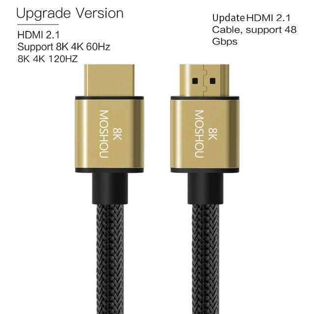 8K 60Hz 4K 120Hz HDMI 2.1 Cables 48Gbps HDR Video Cord Ultra HD 48Gbps High Speed HDMI High Definition Multimedia Interface Compatible With TV Monitor Gaming