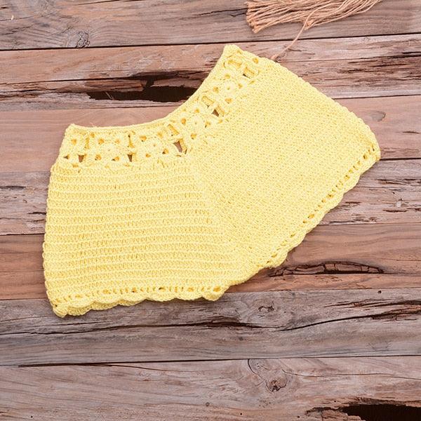 Women Bikinis Knitted Cotton Swimsuit Women Swimwear Women Bra And Bottom Black Knitted Bikini Top Summer Beach Breast Wrap Handmade Crop Top And Bottom Summer Bathing Suit Fashion Beachwear