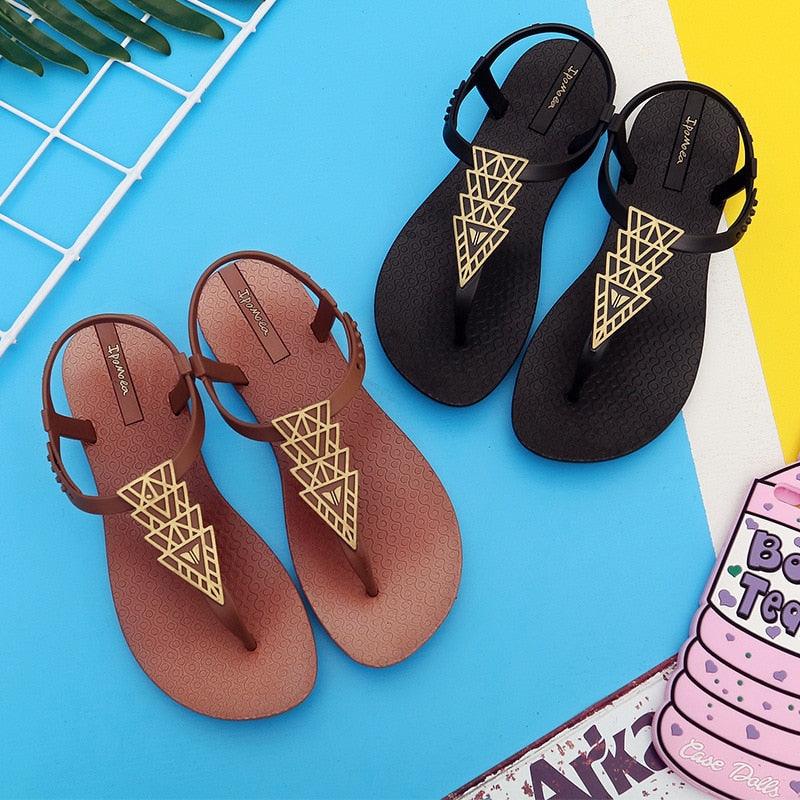 Summer Sandals Women New Flat Slides Flip Flops Seaside Vacation Shoes Woman Beach Flat Style Casual Sandals Slippers Beach Shoes Dress Summer Beach Shoes Thong Slippers