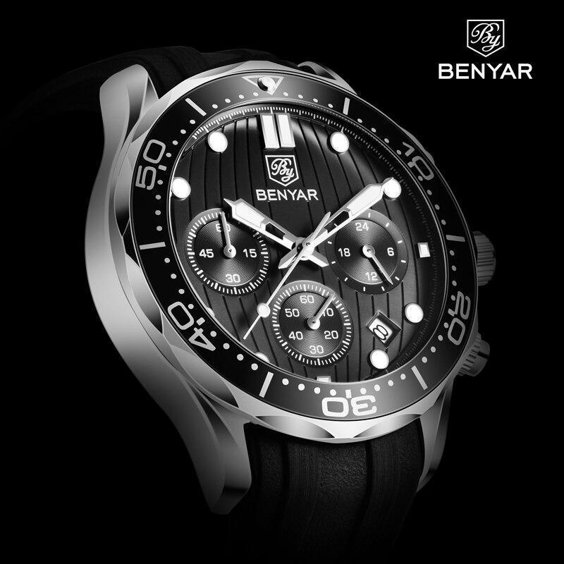 Black Multifunctional Sport Men Watches Luxury Quartz Watches Fashion Chronograph Stylish Elegant Comfortable Watch For Men