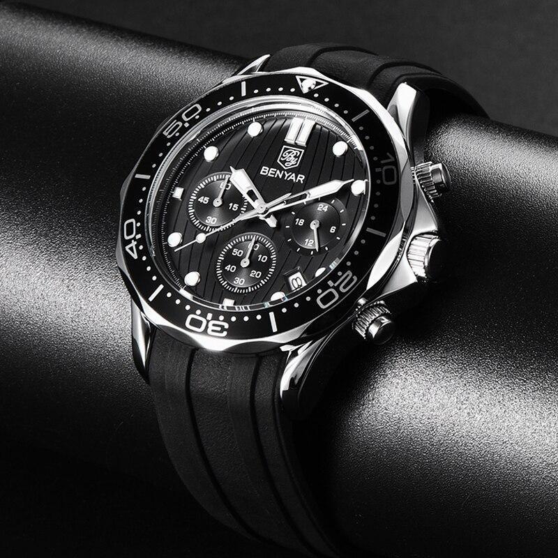 Black Multifunctional Sport Men Watches Luxury Quartz Watches Fashion Chronograph Stylish Elegant Comfortable Watch For Men