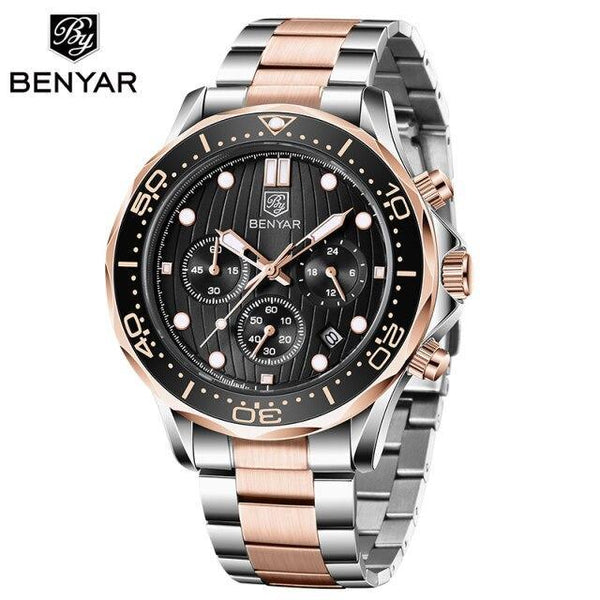 Black Multifunctional Sport Men Watches Luxury Quartz Watches Fashion Chronograph Stylish Elegant Comfortable Watch For Men