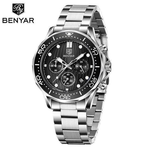 Black Multifunctional Sport Men Watches Luxury Quartz Watches Fashion Chronograph Stylish Elegant Comfortable Watch For Men