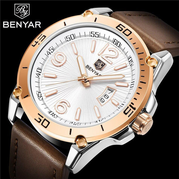 Top Luxury Fashion Mens Watches Quartz Casual Leather Design Sport Analog Waterproof Classic Wrist Watch