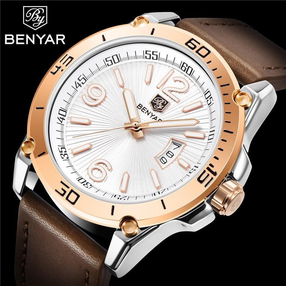 Top Luxury Fashion Mens Watches Quartz Casual Leather Design Sport Analog Waterproof Classic Wrist Watch