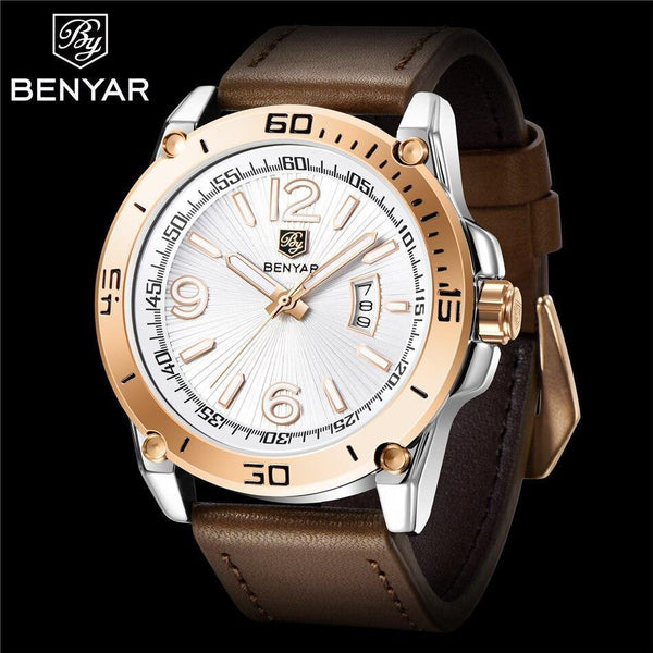 Top Luxury Fashion Mens Watches Quartz Casual Leather Design Sport Analog Waterproof Classic Wrist Watch
