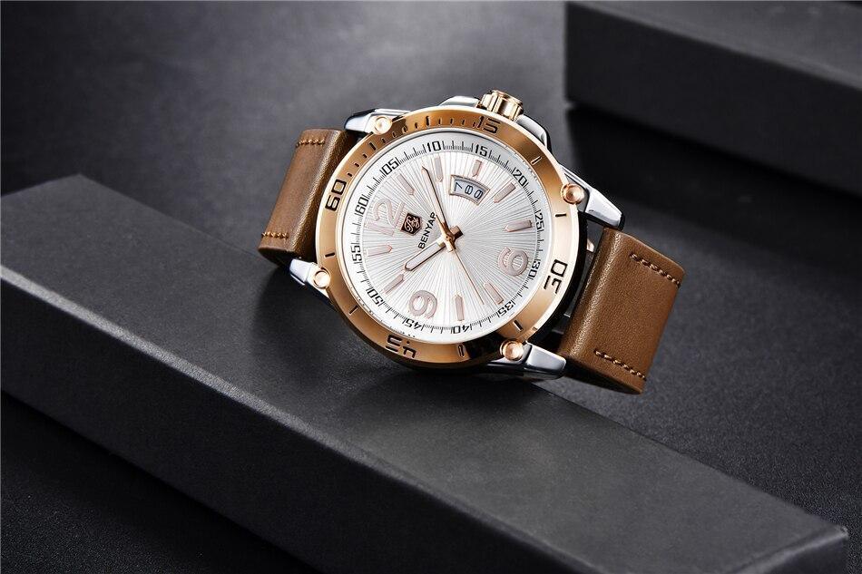 Top Luxury Fashion Mens Watches Quartz Casual Leather Design Sport Analog Waterproof Classic Wrist Watch