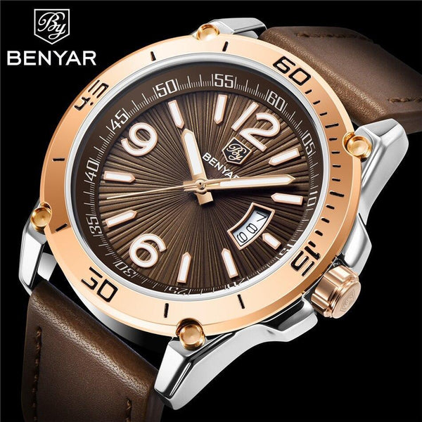 Top Luxury Fashion Mens Watches Quartz Casual Leather Design Sport Analog Waterproof Classic Wrist Watch