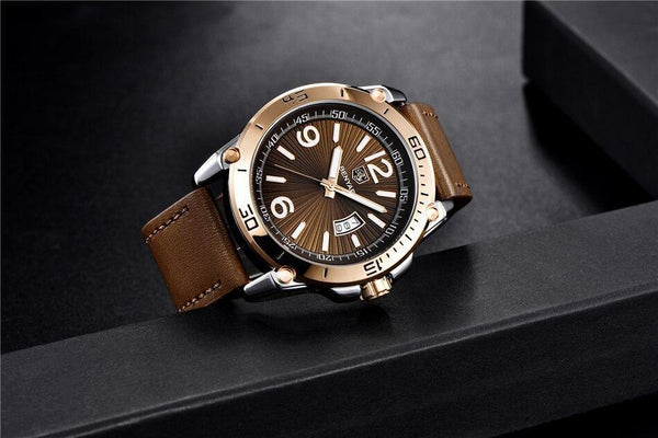 Top Luxury Fashion Mens Watches Quartz Casual Leather Design Sport Analog Waterproof Classic Wrist Watch
