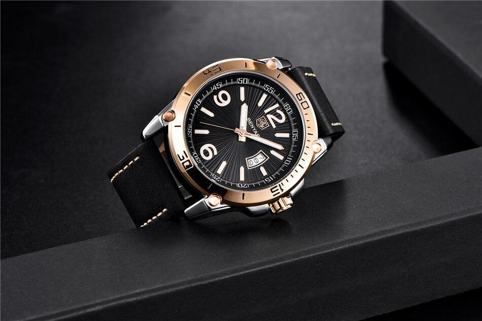 Top Luxury Fashion Mens Watches Quartz Casual Leather Design Sport Analog Waterproof Classic Wrist Watch